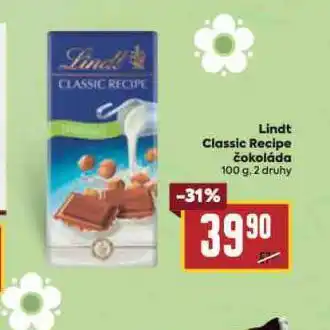 Billa Lindt classic recipe čokoláda nabídka