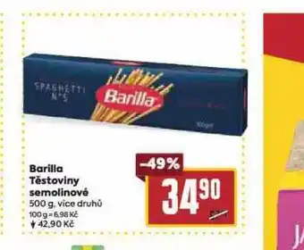 Billa Barilla těstoviny semolinové nabídka