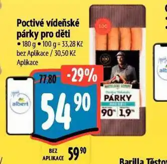 Albert Poctivé vídeňské párky pro děti nabídka