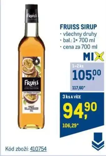 Makro FRUISS SIRUP nabídka