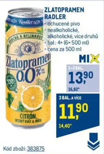 Makro ZLATOPRAMEN RADLER nabídka