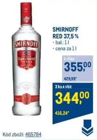 Makro SMIRNOFF RED 37,5% nabídka