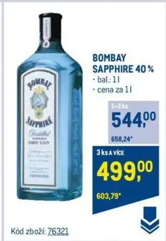 Makro BOMBAY SAPPHIRE 40% nabídka