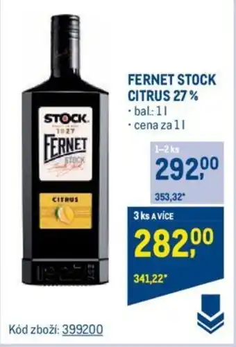 Makro FERNET STOCK CITRUS 27% nabídka