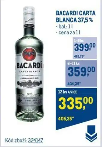 Makro BACARDI CARTA BLANCA 37,5% nabídka