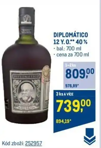 Makro DIPLOMÁTICO 12 Y.O. 40% nabídka
