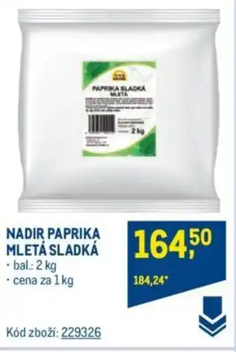 Makro NADIR PAPRIKA MLETA SLADKA nabídka