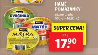 Lidl HAMÉ POMAZÁNKY nabídka
