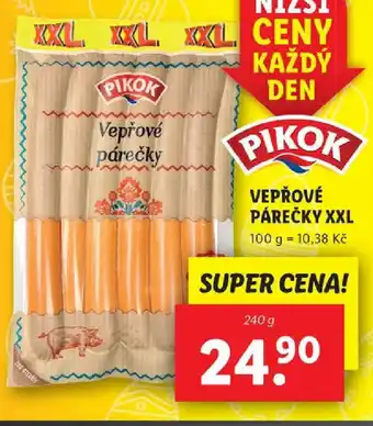 Lidl VEPŘOVÉ PÁREČKY XXL nabídka