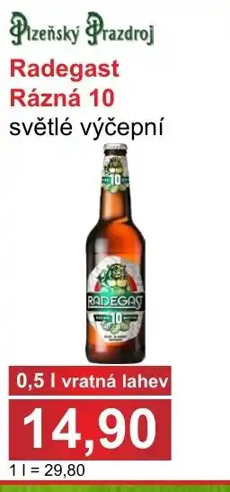 PLUS JIP Radegast Rázná 10 světlé výčepní 0.5L nabídka