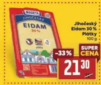 Billa Jihočeský Eidam 30% Plátky 100 g nabídka