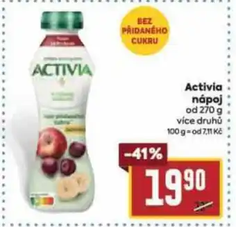 Billa Activia nápoj nabídka