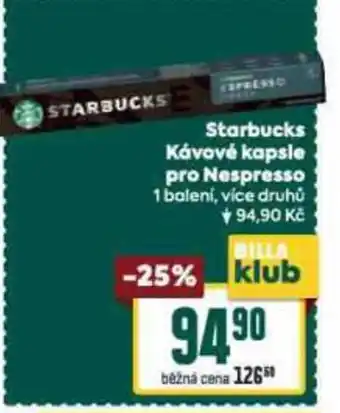 Billa Starbucks Κάνονé kapsle pro Nespresso nabídka