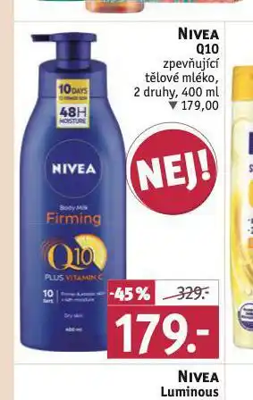 Rossmann Nivea q10 zpevňující tělové mléko nabídka