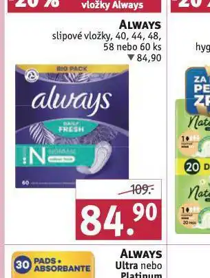 Rossmann Always slipové vložky nabídka