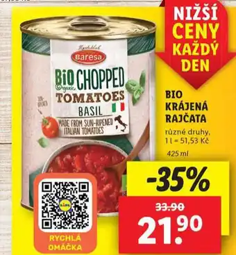 Lidl Bio krájená rajčata nabídka