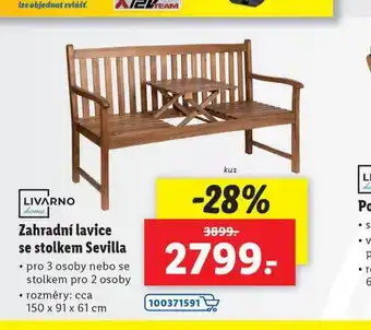 Lidl Zahradní lavice se stolkem sevilla nabídka