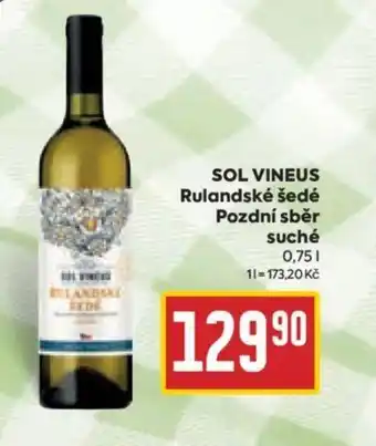 Billa SOL VINEUS Rulandské šedé Pozdní sběr suché 0.75L nabídka