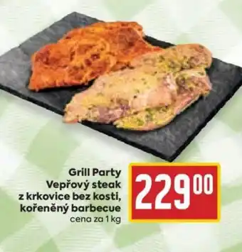 Billa Grill Party Vepřový steak z krkovice bez kosti, kořeněný barbecue nabídka