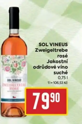 Billa SOL VINEUS Zweigeltrebe rosé Jakostní odrůdové víno suché 0.75L nabídka