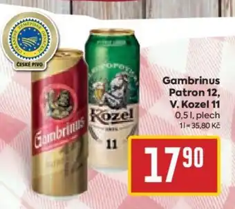 Billa Gambrinus Patron 12, V. Kozel 11 0,5L nabídka