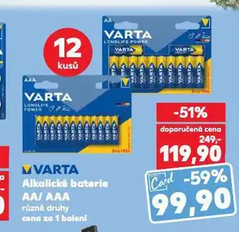 Kaufland Varta alkalické baterie nabídka