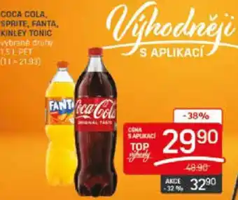 COCA COLA, SPRITE, FANTA, KINLEY TONIC 1.5L