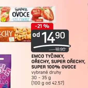 EMCO TYČINKY, OŘECHY, SUPER OŘECHY, SUPER 100% OVOCE