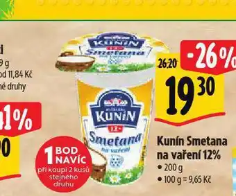 Albert Kunín smetana na vaření 12% nabídka