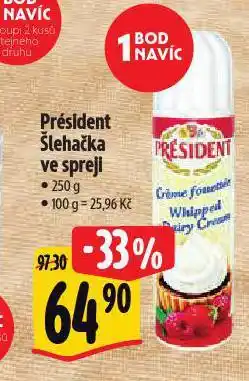 Albert Président šlehačka ve spreji nabídka