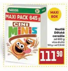 Billa Nestlé dětské cereálie nabídka