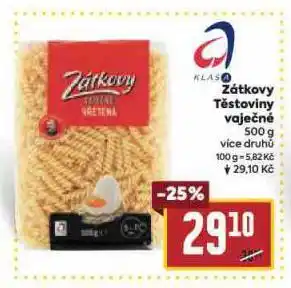 Billa Zátkovy vaječné těstoviny nabídka