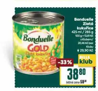 Billa Bonduelle zlatá kukuřice nabídka