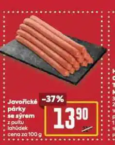 Billa Javořické párky se sýrem nabídka