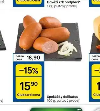 Tesco Špekáčky delikates nabídka