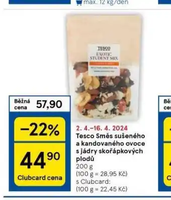 Tesco Tesco směs sušeného a kandovaného ovoce s jádry skořápkových plodů nabídka