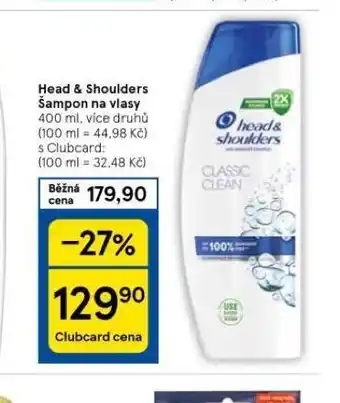Tesco Head&shoulders šampon nabídka
