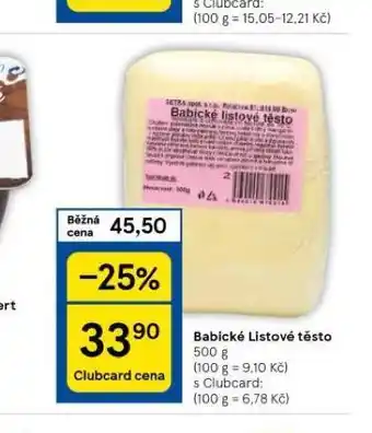 Tesco Babické listové těsto nabídka
