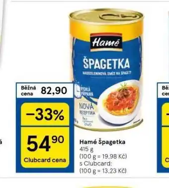 Tesco Hamé špagetka nabídka