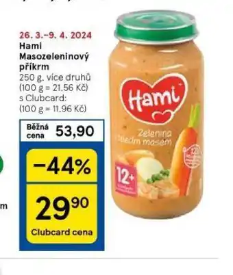 Tesco Hami masozeleninový příkrm nabídka