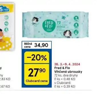 Tesco Fred & flo dětské vlhčené ubrousky nabídka