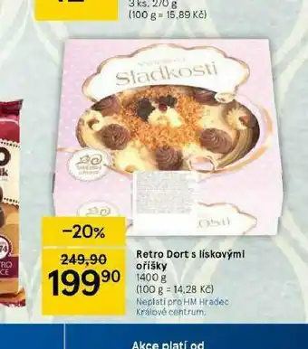 Tesco Retro dort s lískovými oříšky nabídka