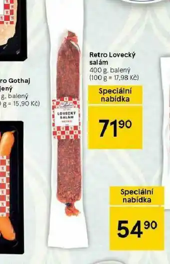 Tesco Retro lovecký salám nabídka