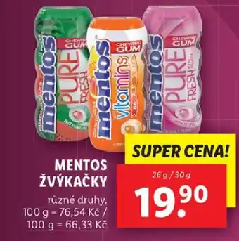 Lidl MENTOS ŽVÝKAČKY nabídka