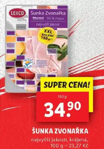 Lidl ŠUNKA ZVONAŘKA nabídka