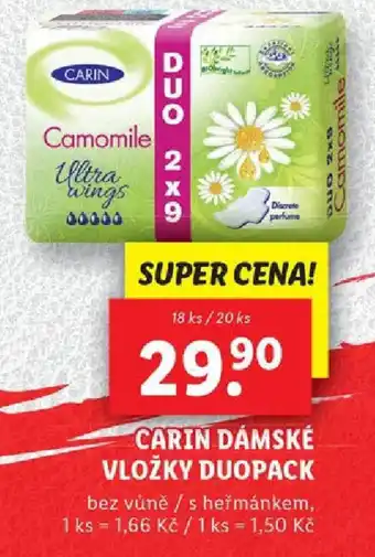 Lidl CARIN DÁMSKÉ VLOŽKY DUOPACK nabídka