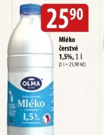 Mléko čerstvé 1,5%, 1L
