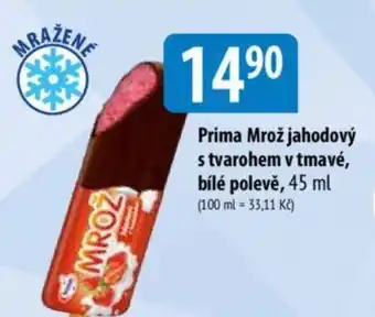 Prima Mrož jahodový s tvarohem v tmavé, bílé polevě, 45 ml