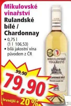 Norma Mikulovské vinařství Rulandské bílé / Chardonnay 0.75L nabídka