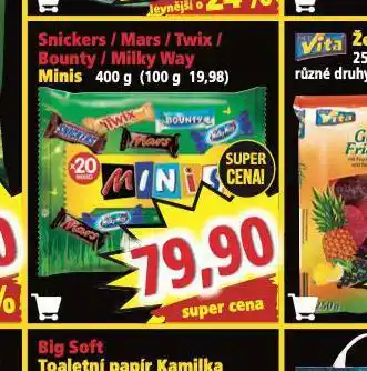Norma Snickers, mars, twix, bounty, milky way nabídka
